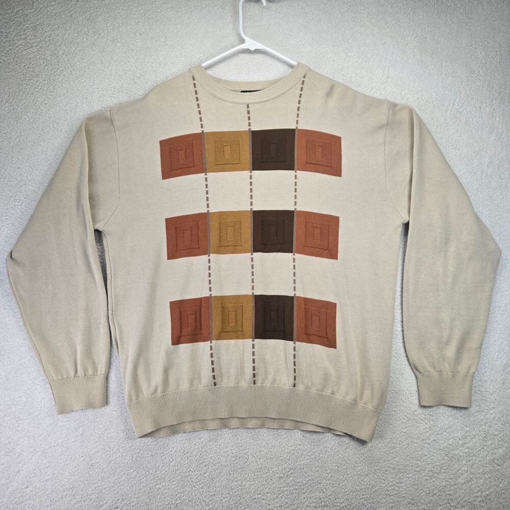 Peletti Sweater Mens 2XL Textured Color Block Vintage 90's Fits Like XL